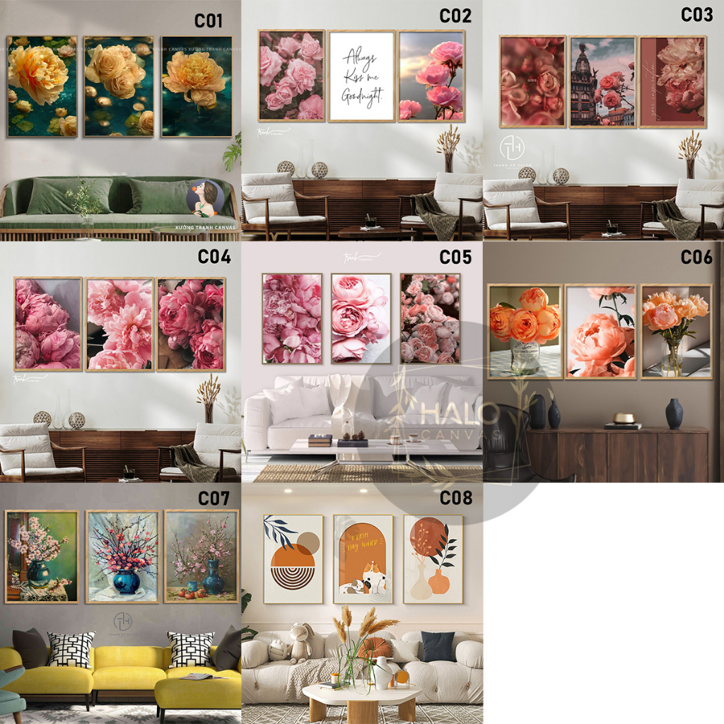 Bộ 3 tranh decor khung composite,tranh trang trí đa dạng mẫu mã