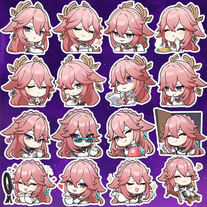 [Genshin Impact] Sticker Yae Miko - Chibi yae ( 11 pcs )