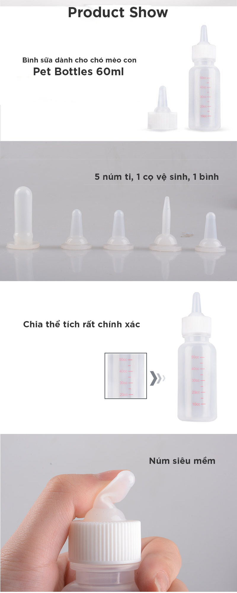 Bình Ti Bình Sữa Chó Mèo Sơ Sinh 60ml – 150ml