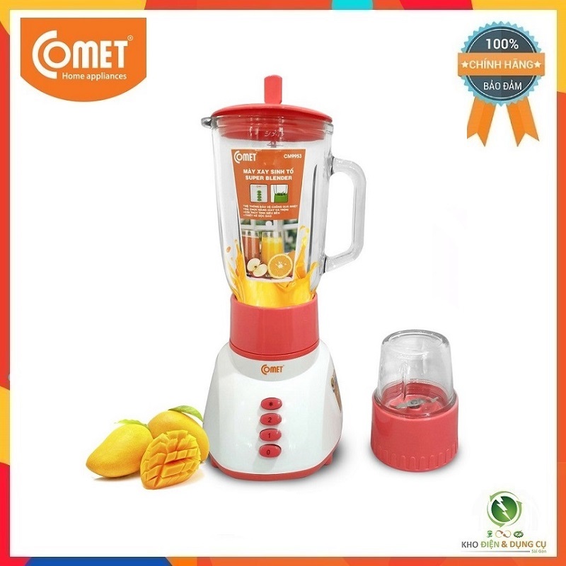 MÁY XAY SINH TỐ 2 LY THỦY TINH COMET CM9953 SIÊU BỀN ( 1.25 LÍT - BẢO VỆ QUÁ NHIỆT, AN TOÀN KHI SỬ DỤNG )
