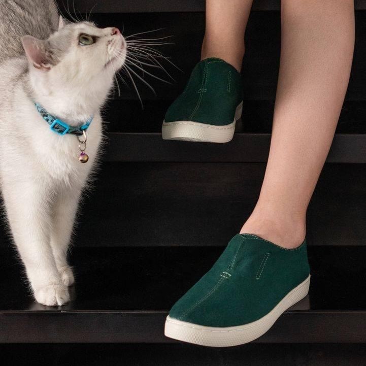 Giày Một vải xanh lá cây không dây