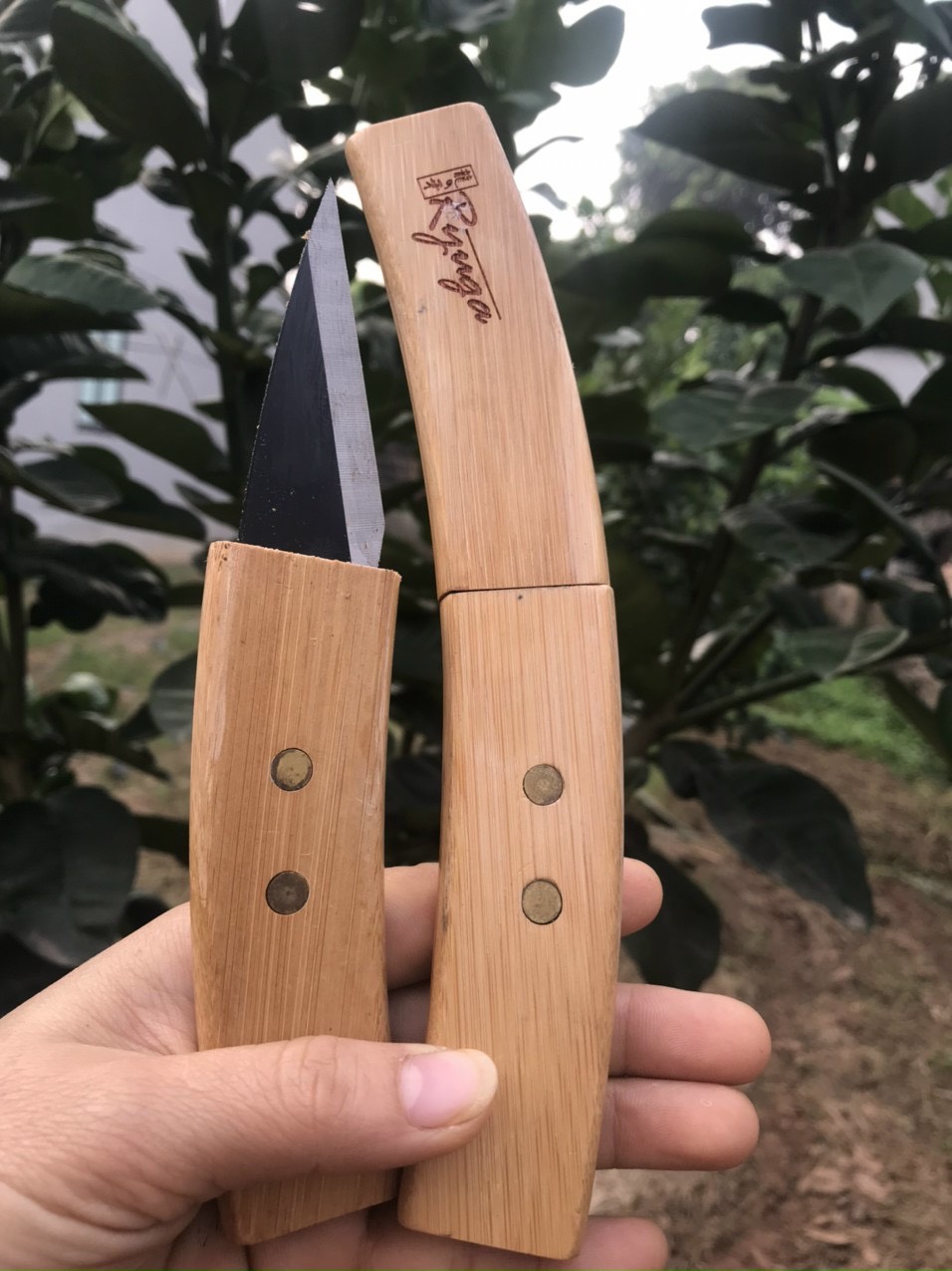 Dao ghép cây, gọt thẹo ryuga nhật bản vỏ tre cao cấp bọc lưỡi an toàn khi sử dụng