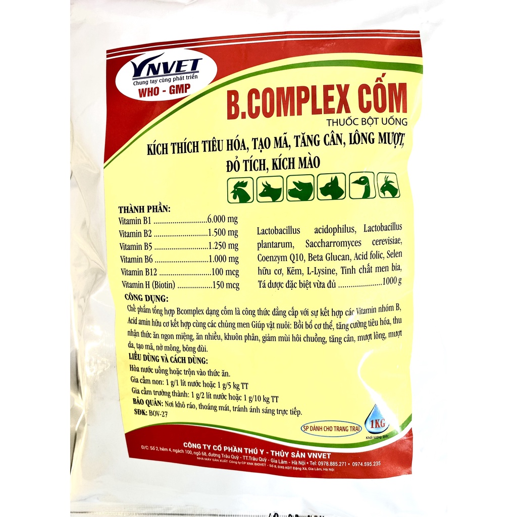 Bcomlex cốm đỏ tích kích mào đẹp mã nặng cân cho vật nuôi - túi 100gr