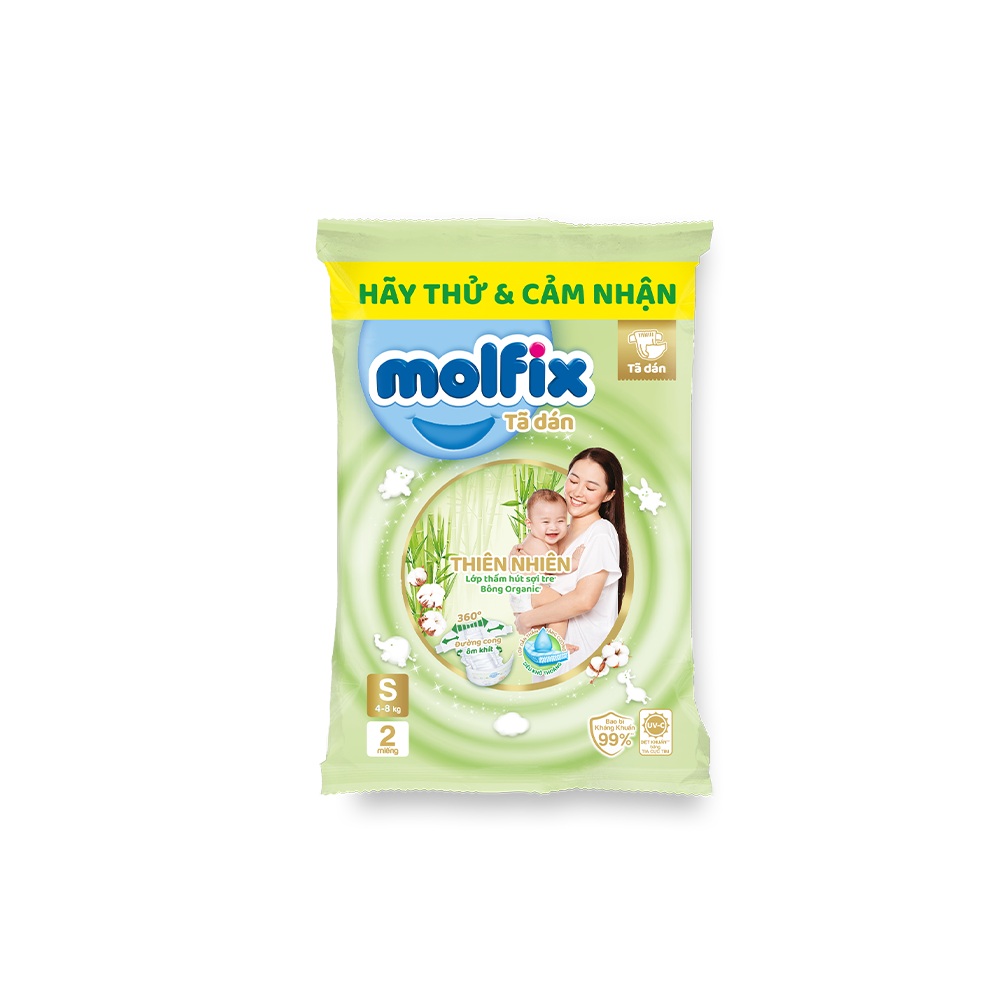 Mẫu thử Tã bỉm dán Molfix thiên nhiên S