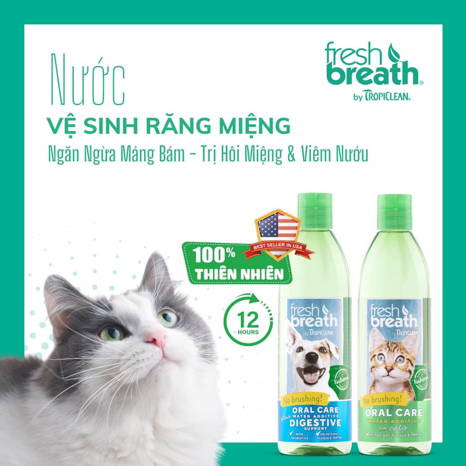 NƯỚC VỆ SINH RĂNG MIỆNG TROPICLEAN CHO CHÓ, MÈO