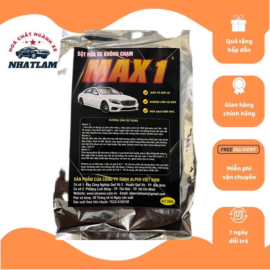 Bột tuyết rửa xe Max1 gói gói dùng thử.