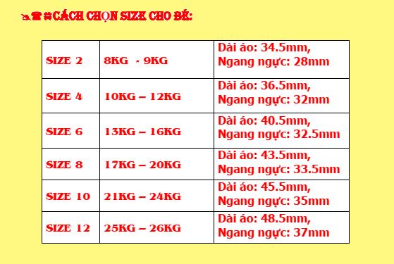 Áo bé gái từ 9kg - 26kg