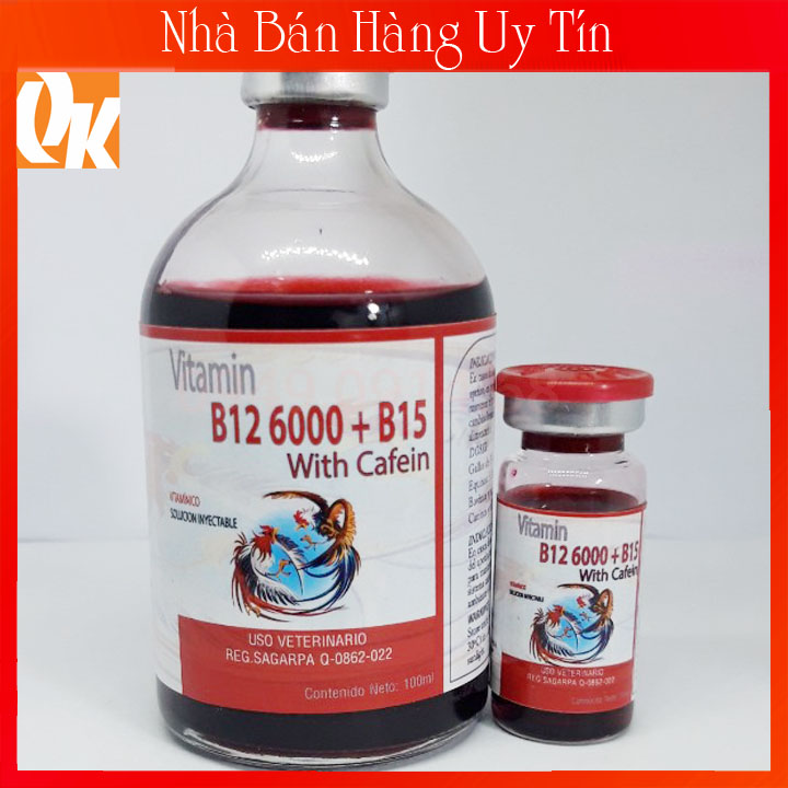 B12 6000 + B15 With Cafein Chai Zin 100ml-Kích Gà Đá Bo Khủng-Dẻo Dai-Trợ Tim Cho Chiến Kê Tăng Sức Mạnh Khi Thi Đấu Giảm Mệt Mõi
