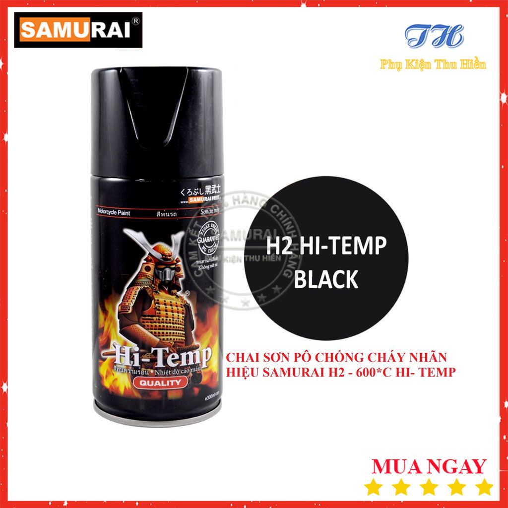[HCM]Sơn Xe Máy Chính Hãng Samurai Chịu Nhiệt H2 Đen - Độ Bám Dính Cao