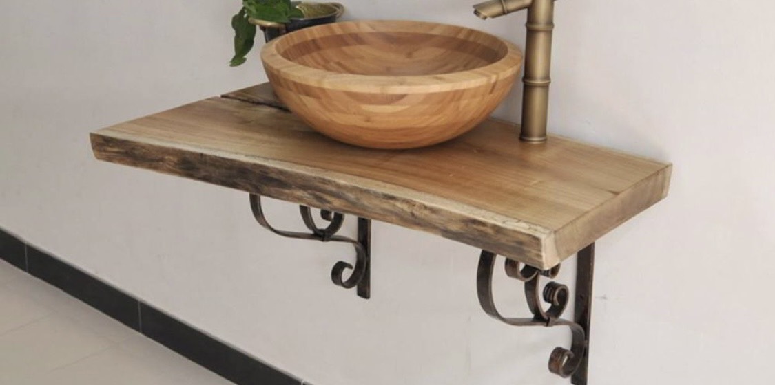 Kệ âm tường cạnh gỗ vỏ tự nhiên ( một cạnh vỏ gỗ tự nhiên )