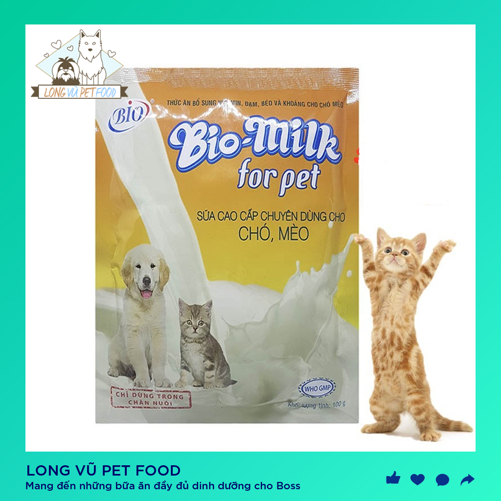 Sữa bột dinh dưỡng bio Milk dành cho chó mèo con 100g, sữa cho chó con, sữa cho mèo con