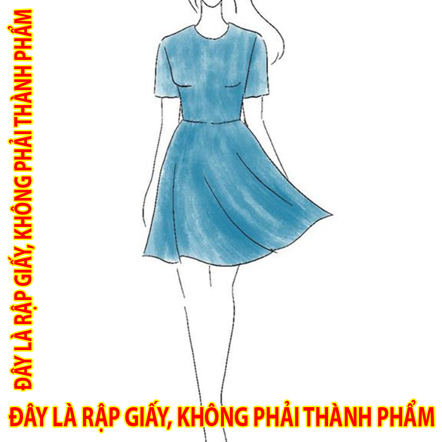 Rập giấy 30097 - đầm cotton basic dáng xòe