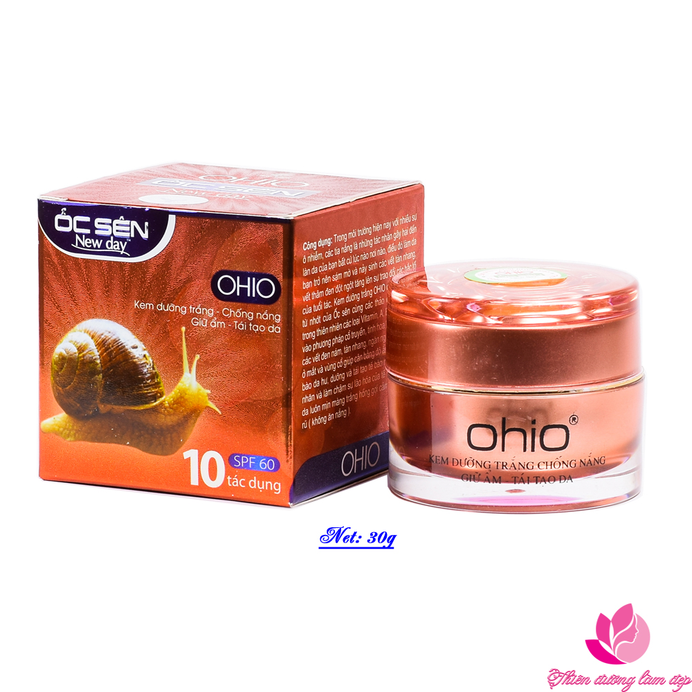 Kem dưỡng trắng 10 tác dụng ốc sên chống nắng giữ ẩm tái tạo da OHIO ÔC SÊN NEWDAY 30g