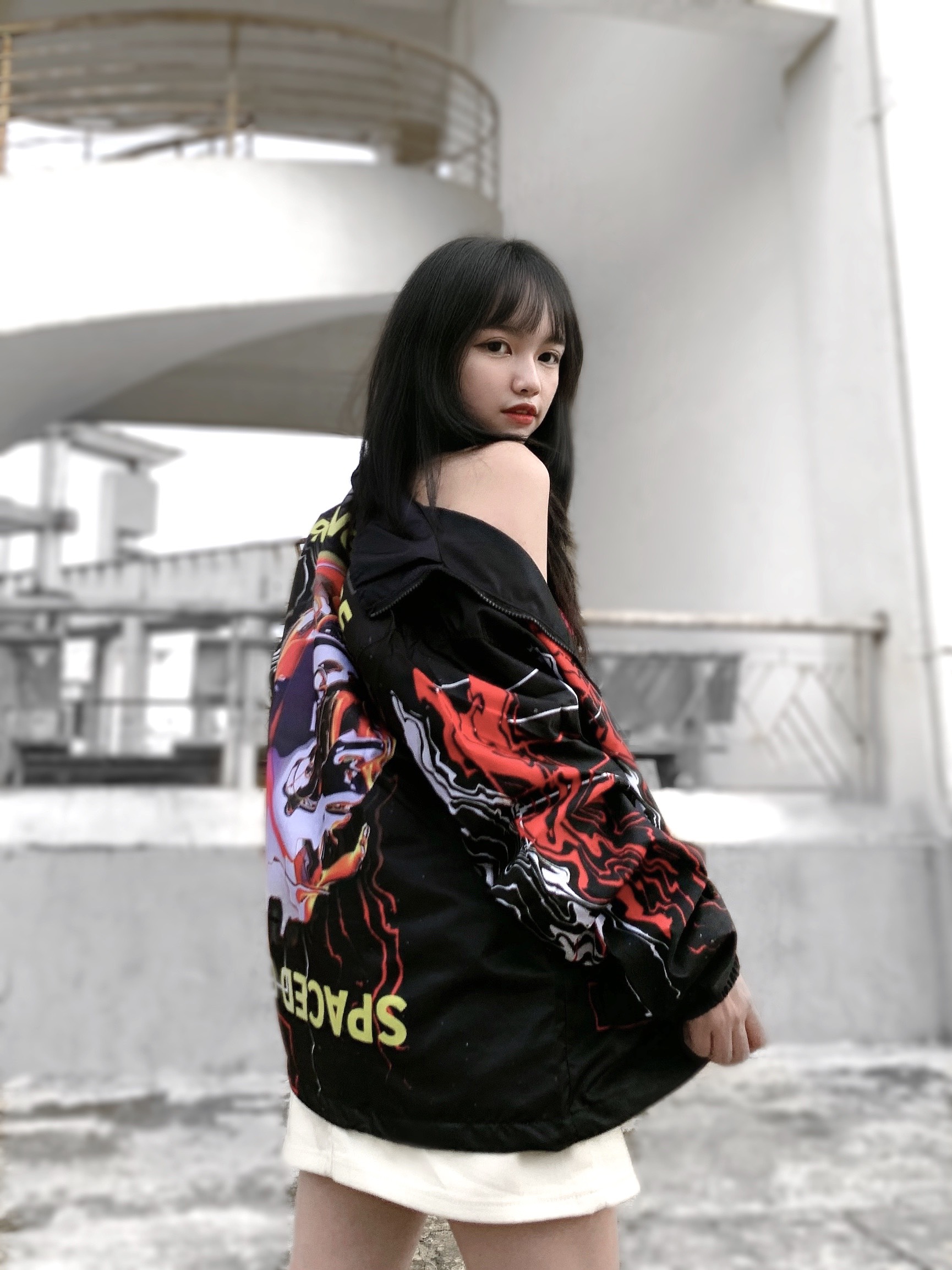 PARADOX Áo khoác dù dây kéo MINERAL ZIP OVER-PRINTED JACKET