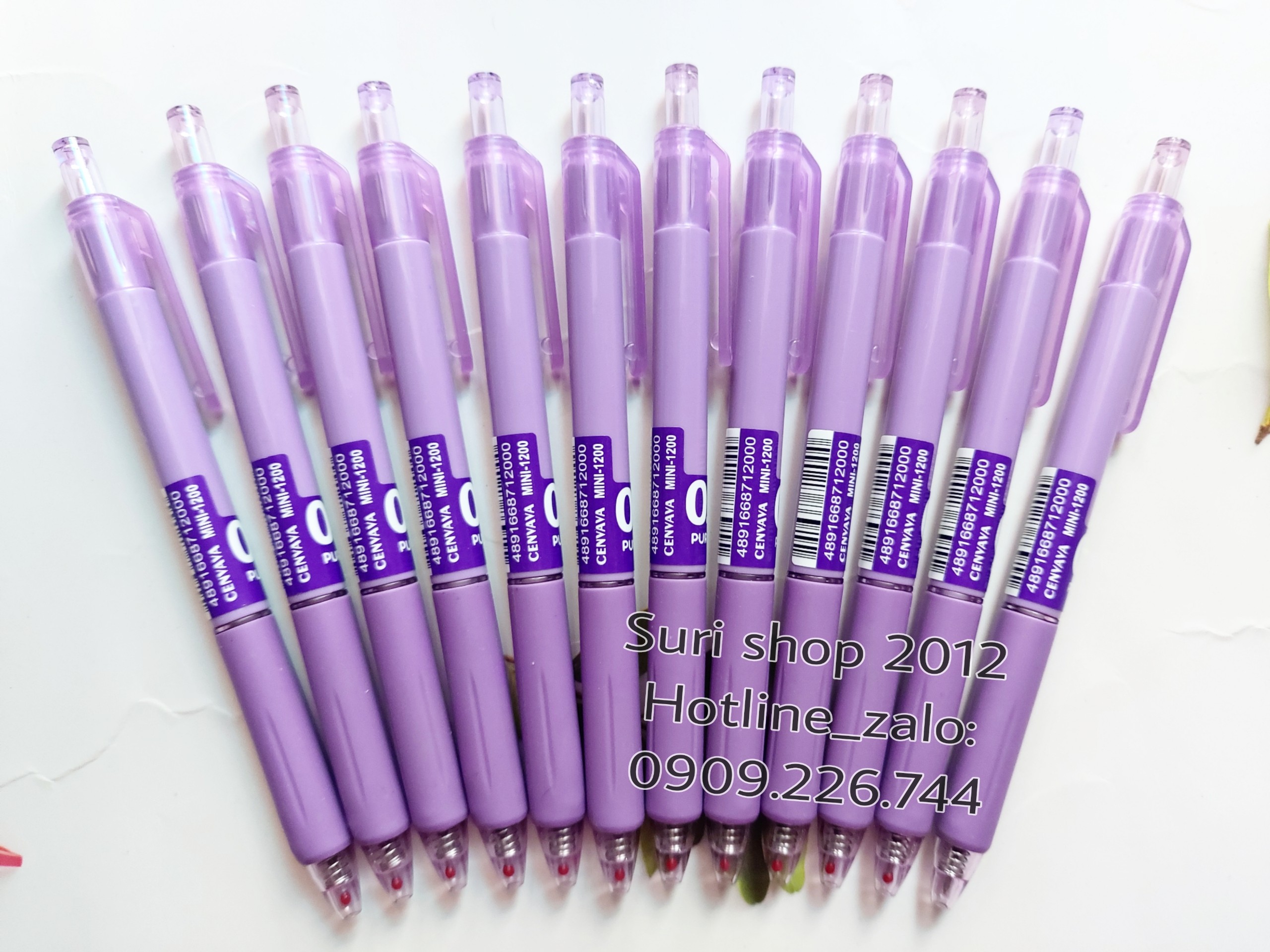 Hộp 12 cây bút gel bấm xịn xò Cenvava Mini 1200 Nhật Bản ngòi nhỏ 0.5mm cực nét