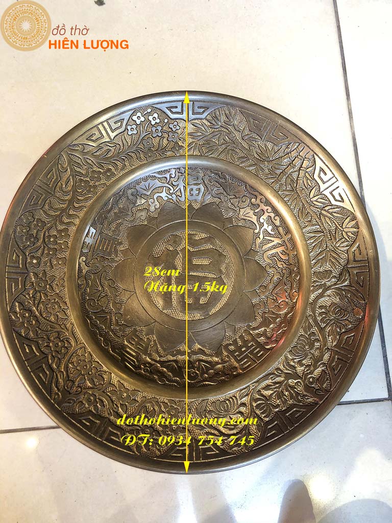 Buttist letters bronze rims diameter of 28cm 2 colors: gold and brown-fruit plate