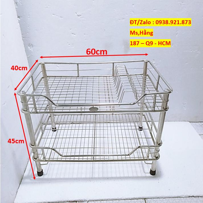 [HCM]Kệ Chén Đĩa 2 Tầng Inox 304 KT 40x60x45cm