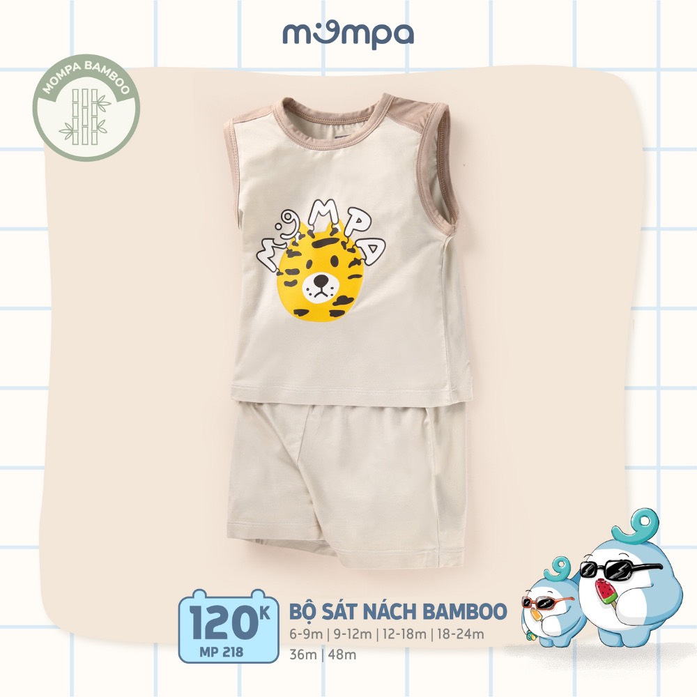 MP218 - Bộ quần áo ba lỗ Mompa vải bamboo mỏng mịn, thoáng mát