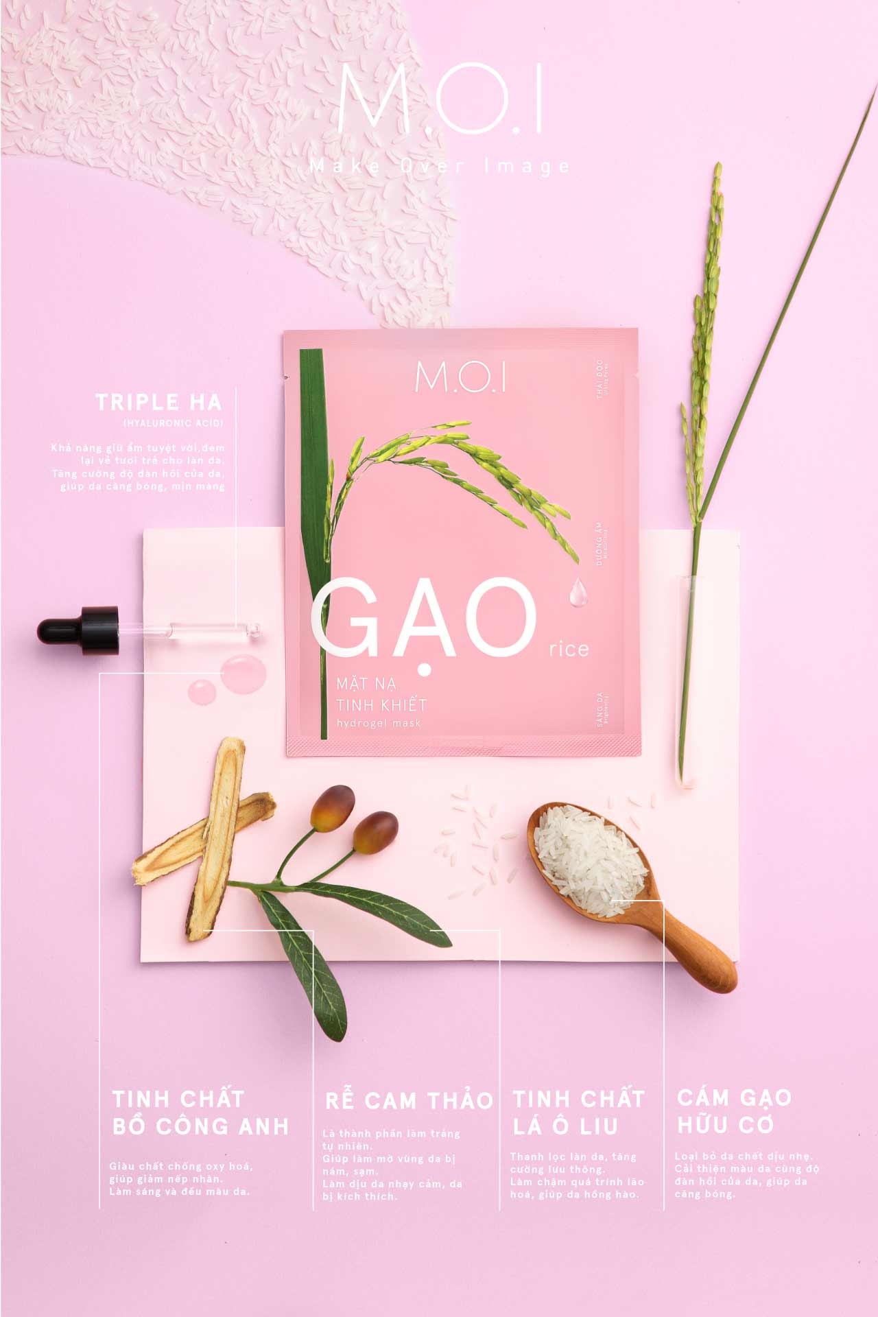 [MUA 2 TẶNG 1] Mặt nạ gạo tinh khiết MOI Cosmetics