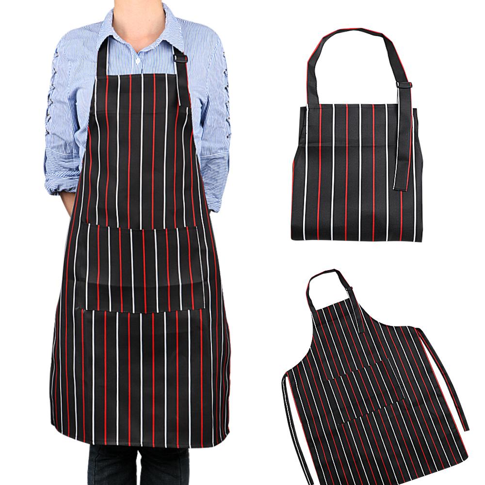 Fashion Adult Black Stripe Bib Home Kitchen Chef Restaurant Waiter Aprons for Cooking Baking Cooking Apron With Pockets For Man Woman Adjustable Apron