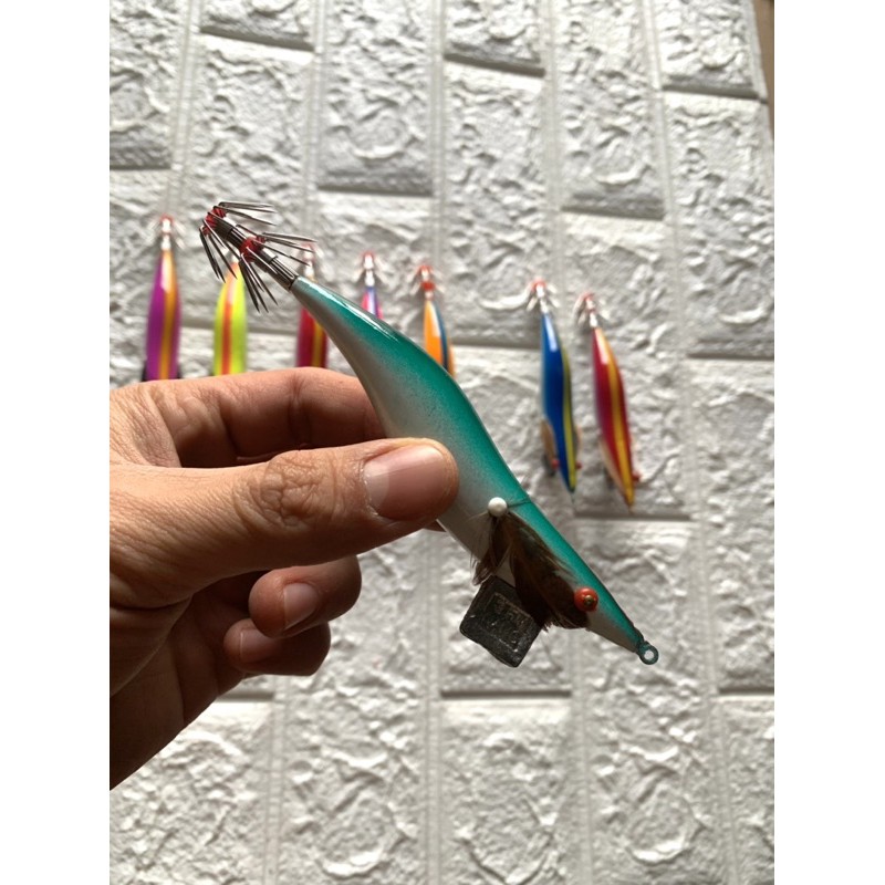 Mồi tôm giả,Tôm câu mực, tôm sơn câu mực ( số 30-35-40g)