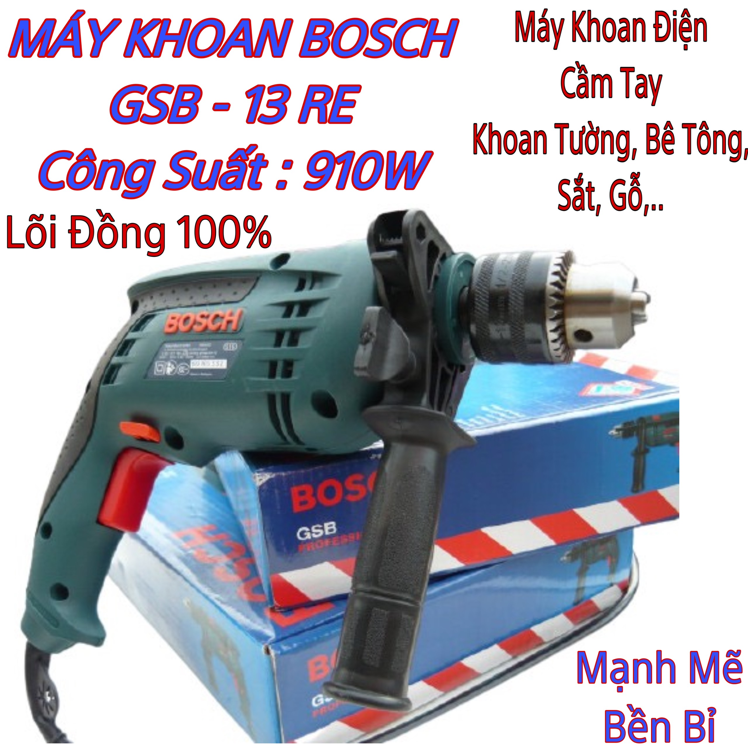 Máy khoan điện cầm tay, máy khoan động lực boschh 13ge