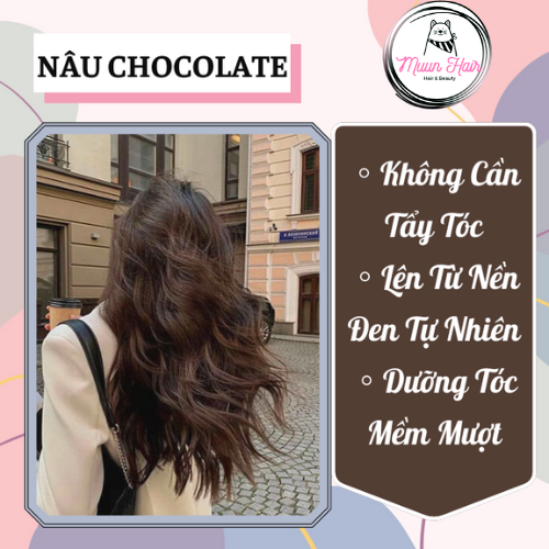 Thuốc Nhuộm Tóc Màu Nâu Chocolate - Nâu Socola [Tặng Kèm Oxy + Chụp Tóc + Găng Tay]
