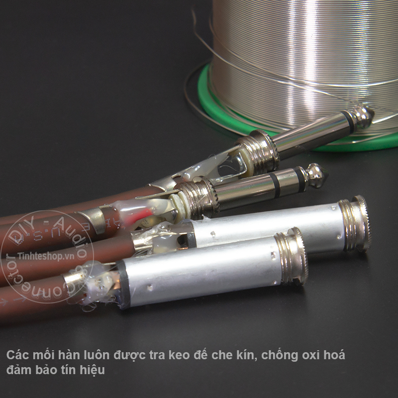 Dây 6 ly stereo ra 2 đầu AV hoa sen DIY 0.5M đến 10M - 6.5mm ra 2 RCA
