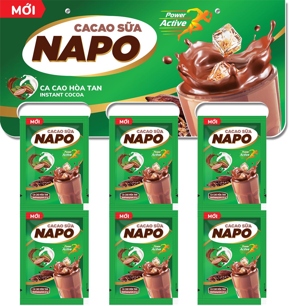 CACAO NAPO Sữa Hòa Tan Napoly Coffee Giúp Bổ Sung Năng Lượng Cho Buổi Sáng, Uống Liền Tiện Lợi - Gói x 22g