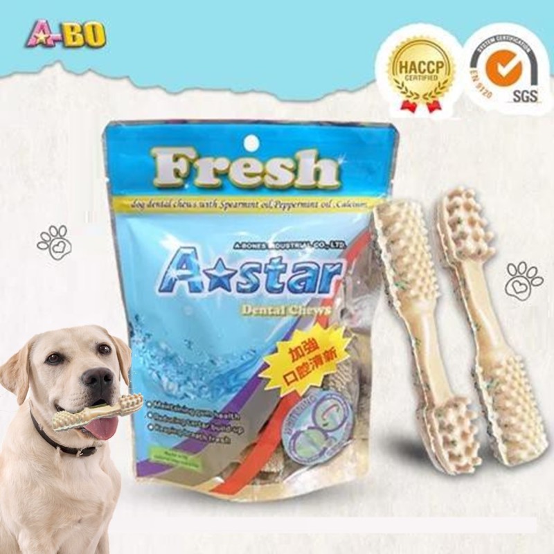 Xương gặm cho chó A-star 90g Hình bàn chải trắng sửa, Xương gặm sạch răng cho chó cao cấp, giúp thơm miệng, ngừa viêm nướu