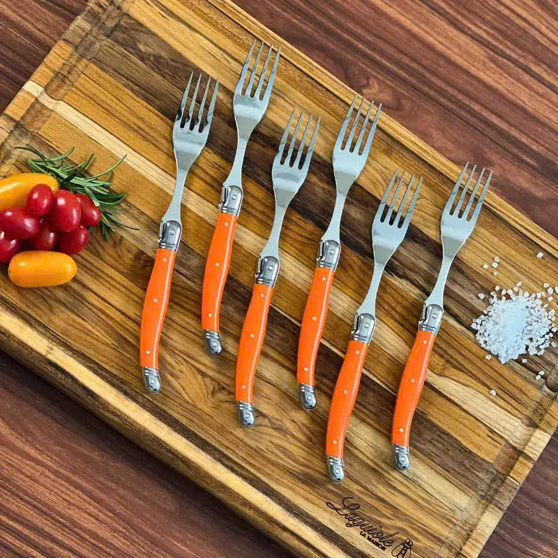 Bộ dao thìa dĩa Laguiole inox 304 Jean Dubost Pháp cán nhựa màu cam