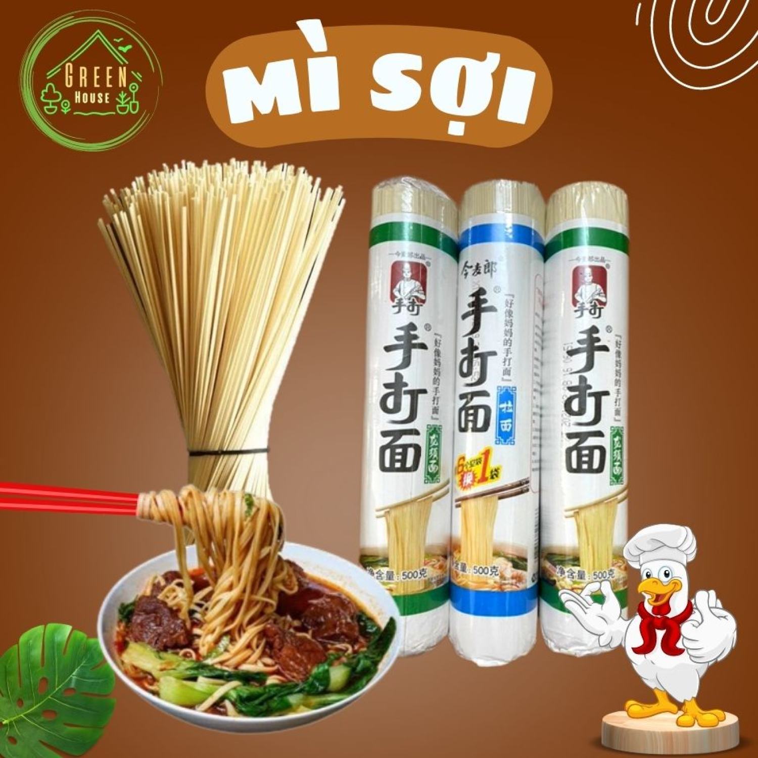 Mì sợi Jinmailang sợi tròn/sợi dẹt 500g/bó