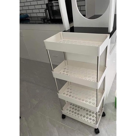 Kệ 4 tầng đa năng có bánh xe xoay 360 độ - kệ spa- nail mi hottrend 2022