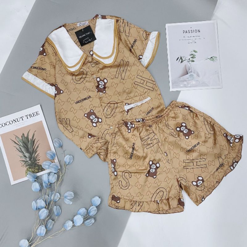 Bộ Pyjama Đùi Cộc Tay LỤA SATIN Nhiều Mẫu