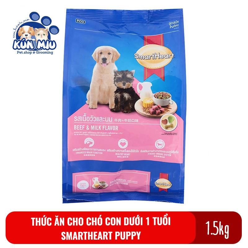 Thức ăn cho chó con dưới 1 tuổi smartheart puppy 1.5 kg - thức ăn smartheart cho chó con