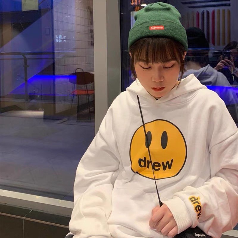 Áo hoodie basic DREW đen trắng nhiều size- dáng unisex nam nữ