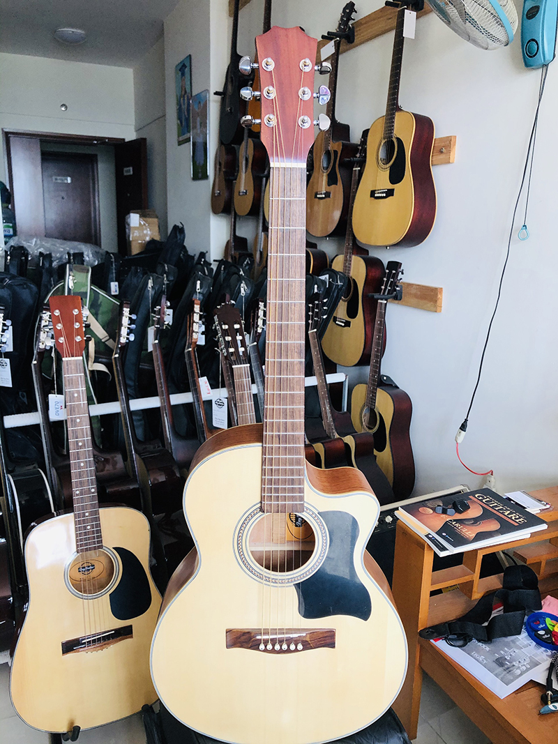 Đàn guitar Acoustic dáng khuyết DJ150 gỗ Hồng Đào solid, được sản xuất thủ công, âm thanh vang tốt, chất lượng đảm bảo - Duy Guitar Store