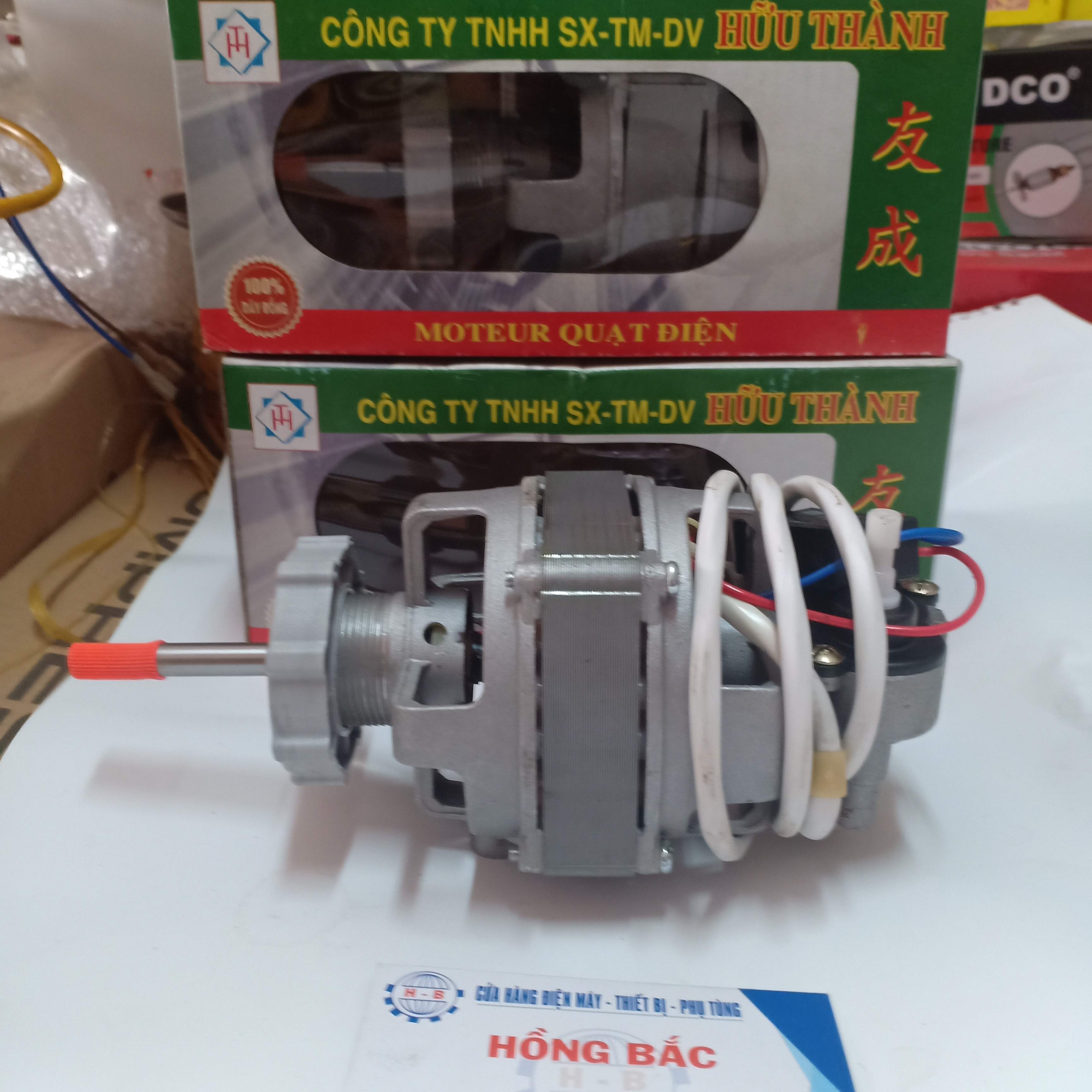 Cụm đầu nhôm mô tơ quạt điện dây đồng kèm tụ điện - Motor quạt cây Hữu Thành
