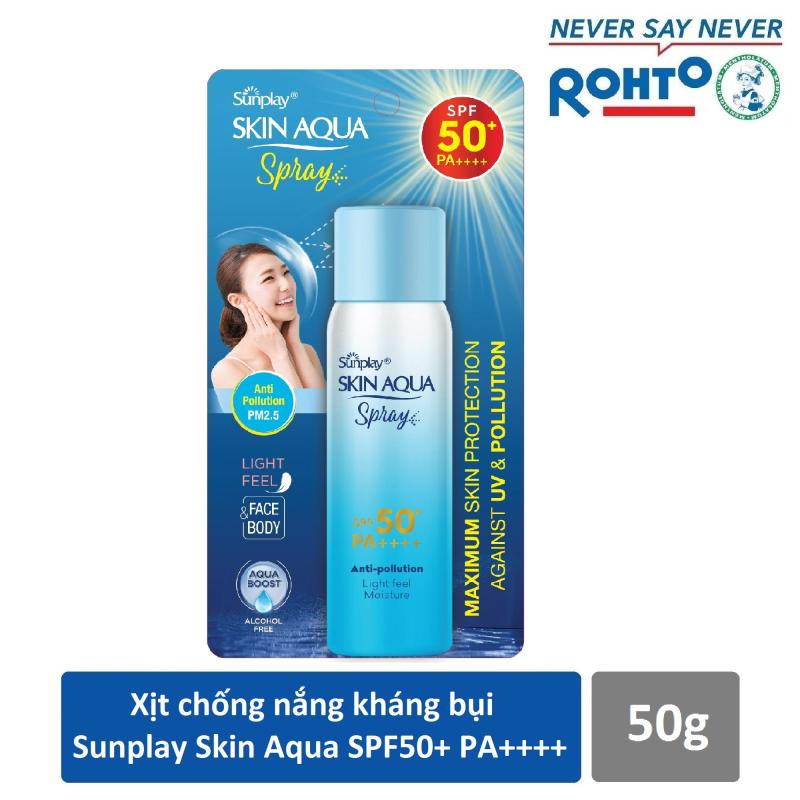 Xịt chống nắng kháng bụi Sunplay Skin Aqua Anti Pollution Spray SPF50+ PA++++ 50g cao cấp