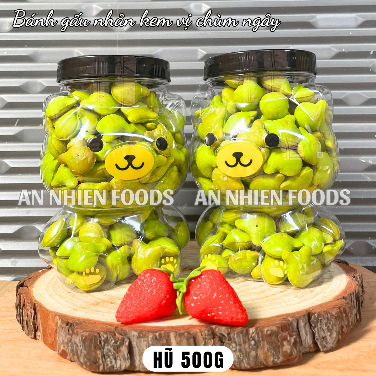 400g- Bánh gấu mix 3 vị (bánh gấu nhân kem,bánh gấu socola,bánh gấu chùm ngây)/ bánh gấu (hũ gấu) {Khối lượng tịnh, không tính bao bì}