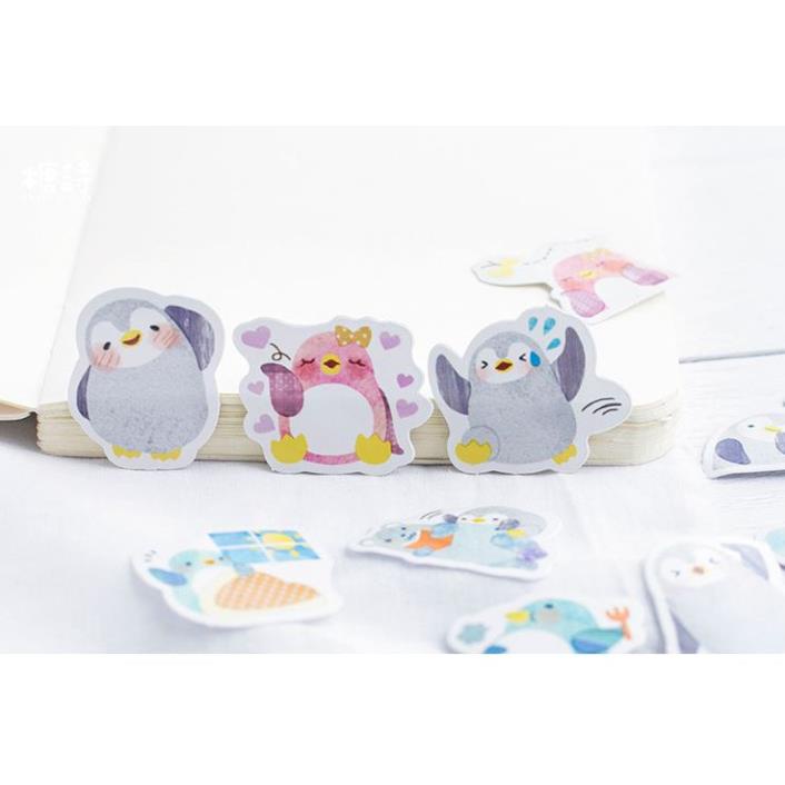 Bộ 46 Sticker Chim Cánh Cụt Hàn Quốc dán trang trí E61