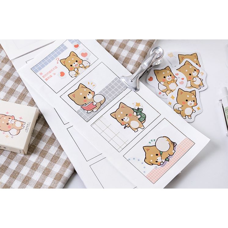 Bộ 46 Sticker Cún Đáng Yêu Hàn Quốc dán trang trí E37