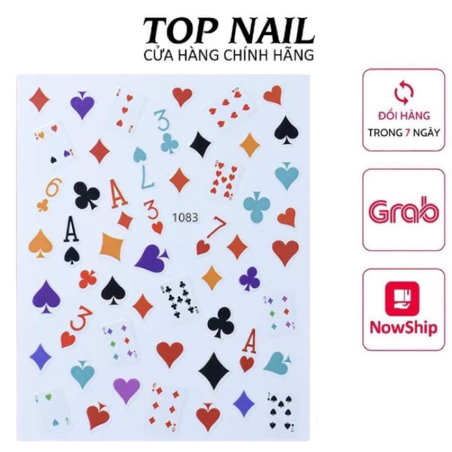 Sticker nail,hình dán móng hình quân bài