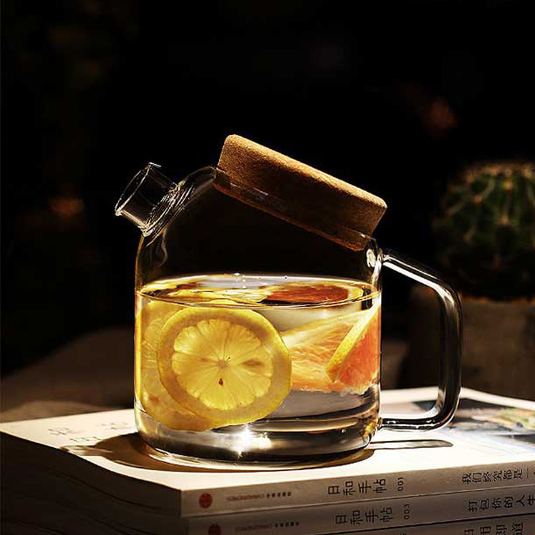 Bình thủy tinh Borosilicate nắp gỗ hình nút áo