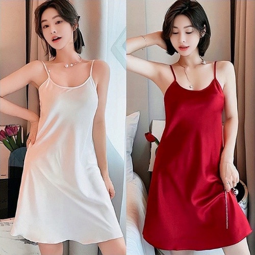 [ĐẦM NGỦ NỮ ] Váy ngủ lụa 2 dây chất lụa satin mềm mát phong cách trẻ trung kiểu dáng basic - Trùm Túi A1 S0