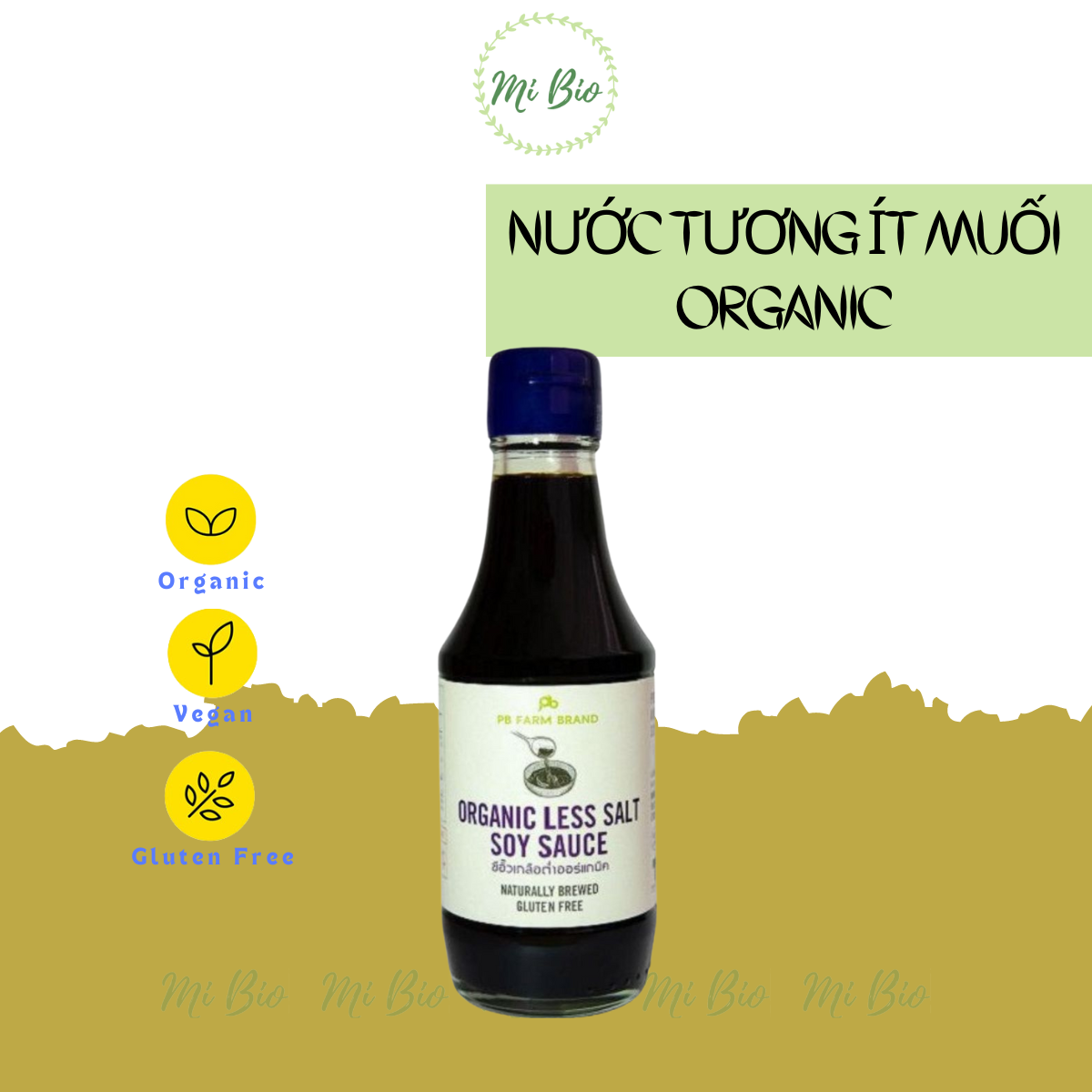 Nước tương hữu cơ ít muối cho bé 200ml - PBfarm