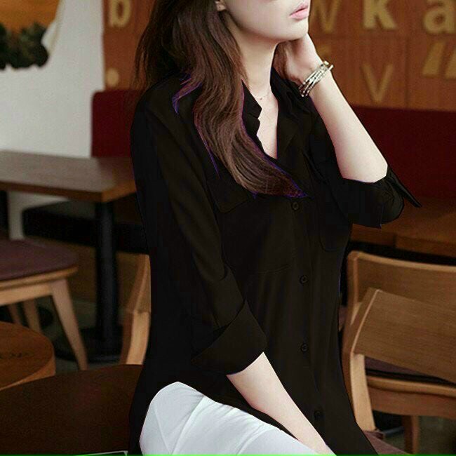 Áo sơ mi form dài xẻ tà 9 màu fullsize