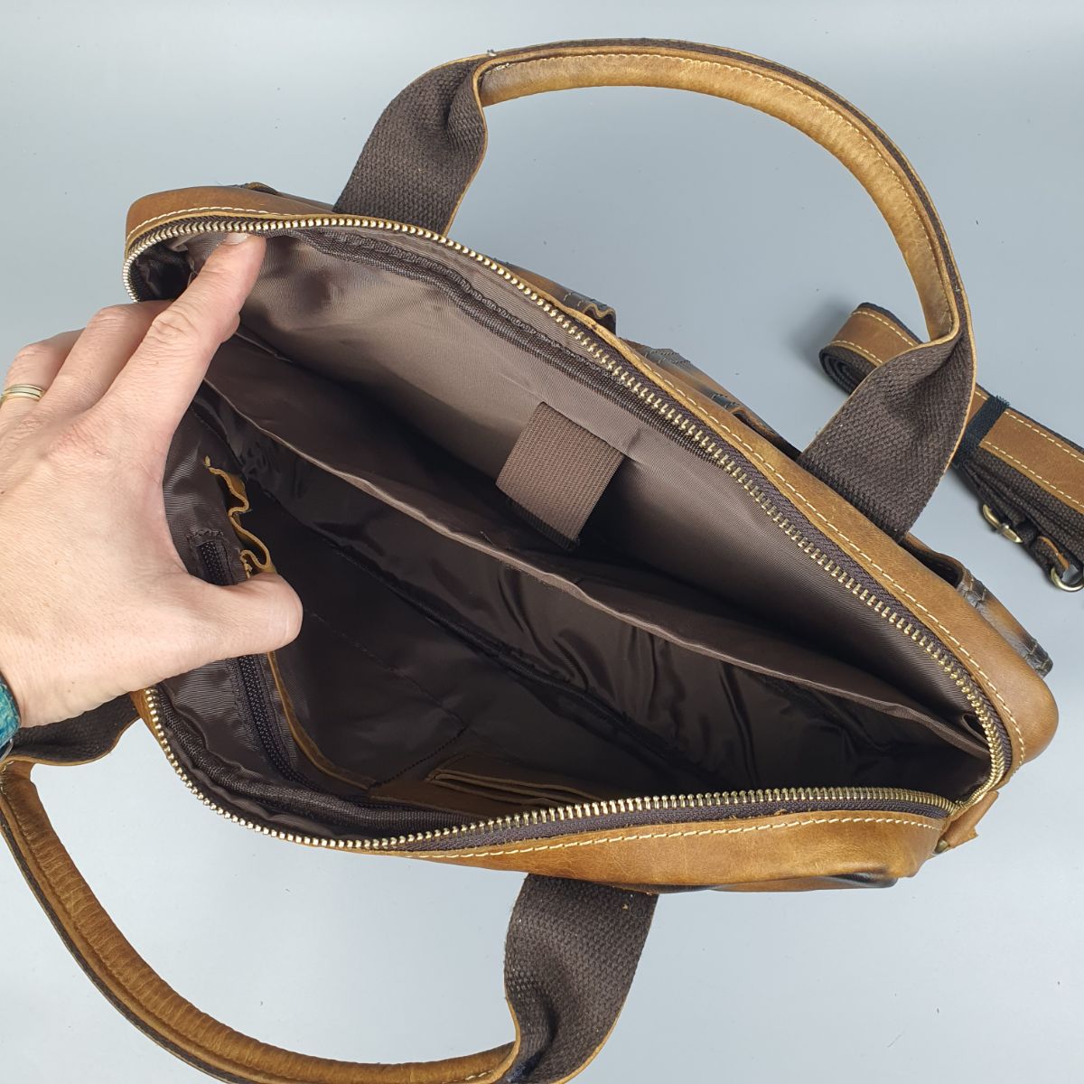 [Genuine leather] bag business men real cowhide CD309LD (Brown)-100% genuine leather, BH 3 years