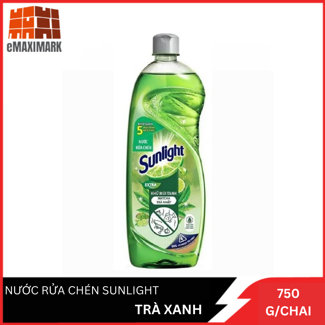 Nước rửa chén sunlight khử mùi tanh matcha trà nhật chai 750g
