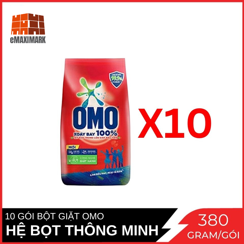 Combo 10 bột giặt omo hệ bọt thông minh gói 380g